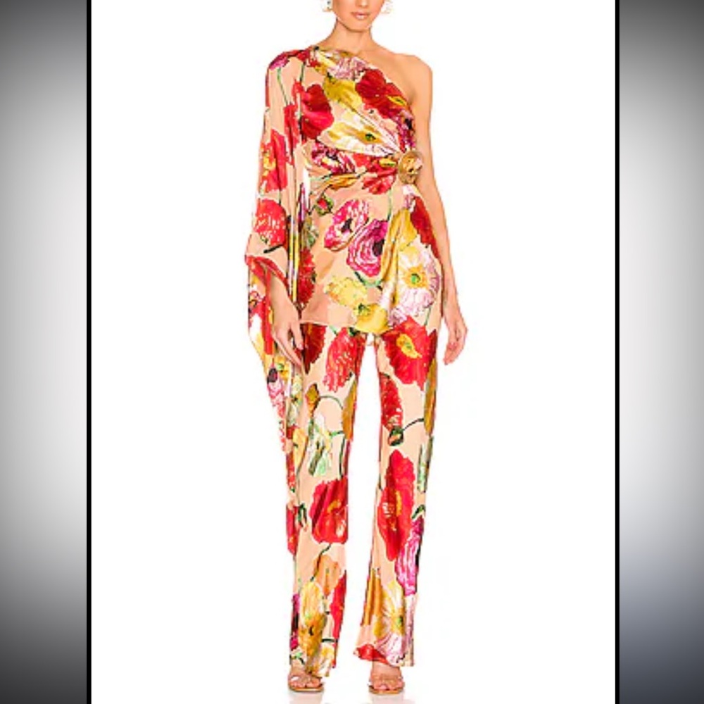 Cult Gaia Floral One-Shoulder top with matching pants (set) size small